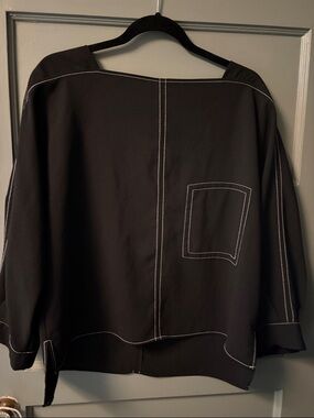 Zara Black Top with Contrast White Stitching